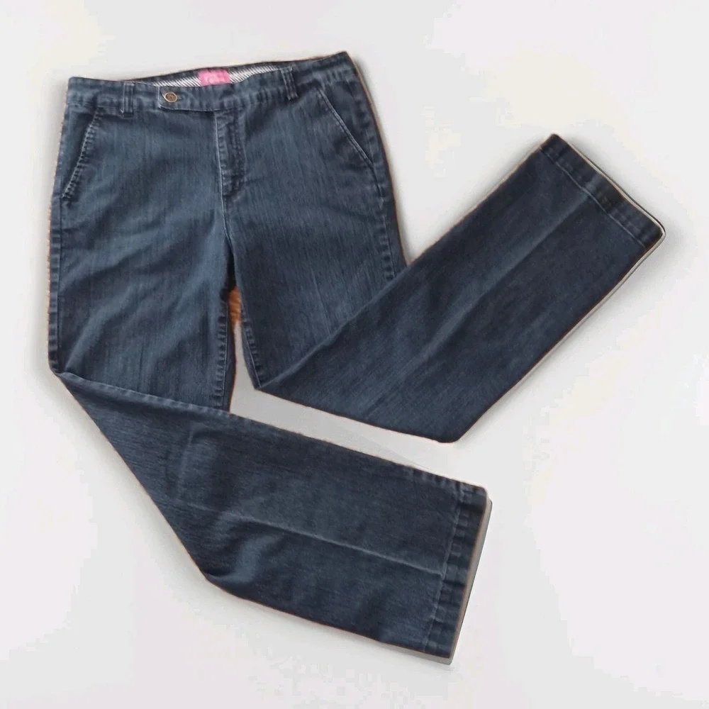 Pappagallo Womens Dark‎ Wash Wide Leg Denim Trouser Jeans Blue Size 10